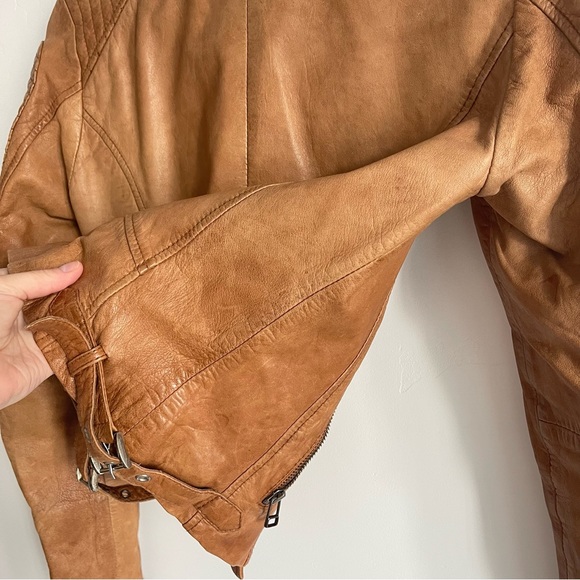 Goosecraft Womens Leather Biker Jacket 438 Real Leather Brown Tan Size Xs - Picture 5 of 13